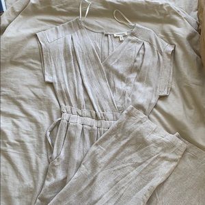 Linen jumpsuit beige color size small